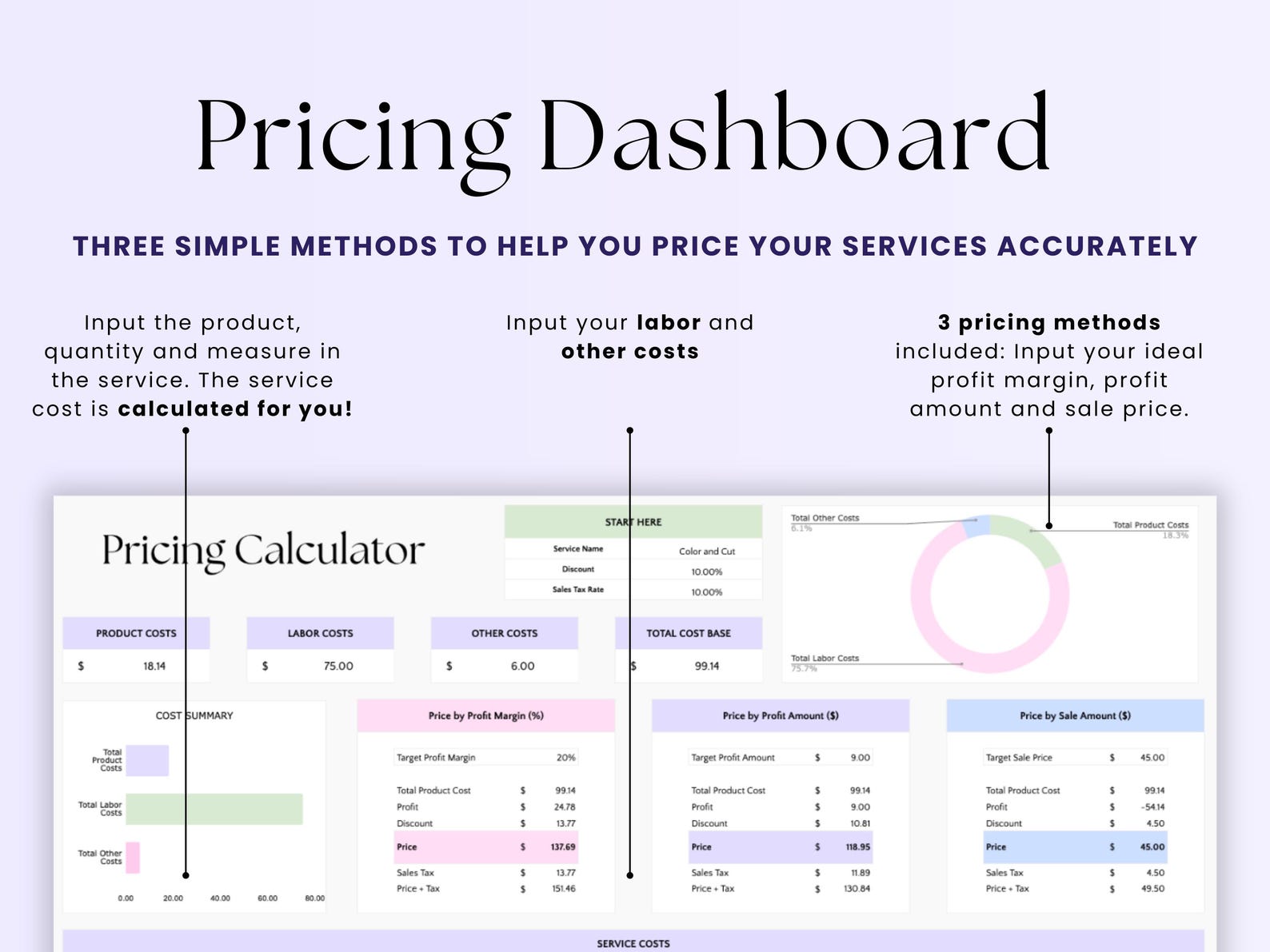 Cost Pricing Calculator – Lash Pros – Google Sheets Template