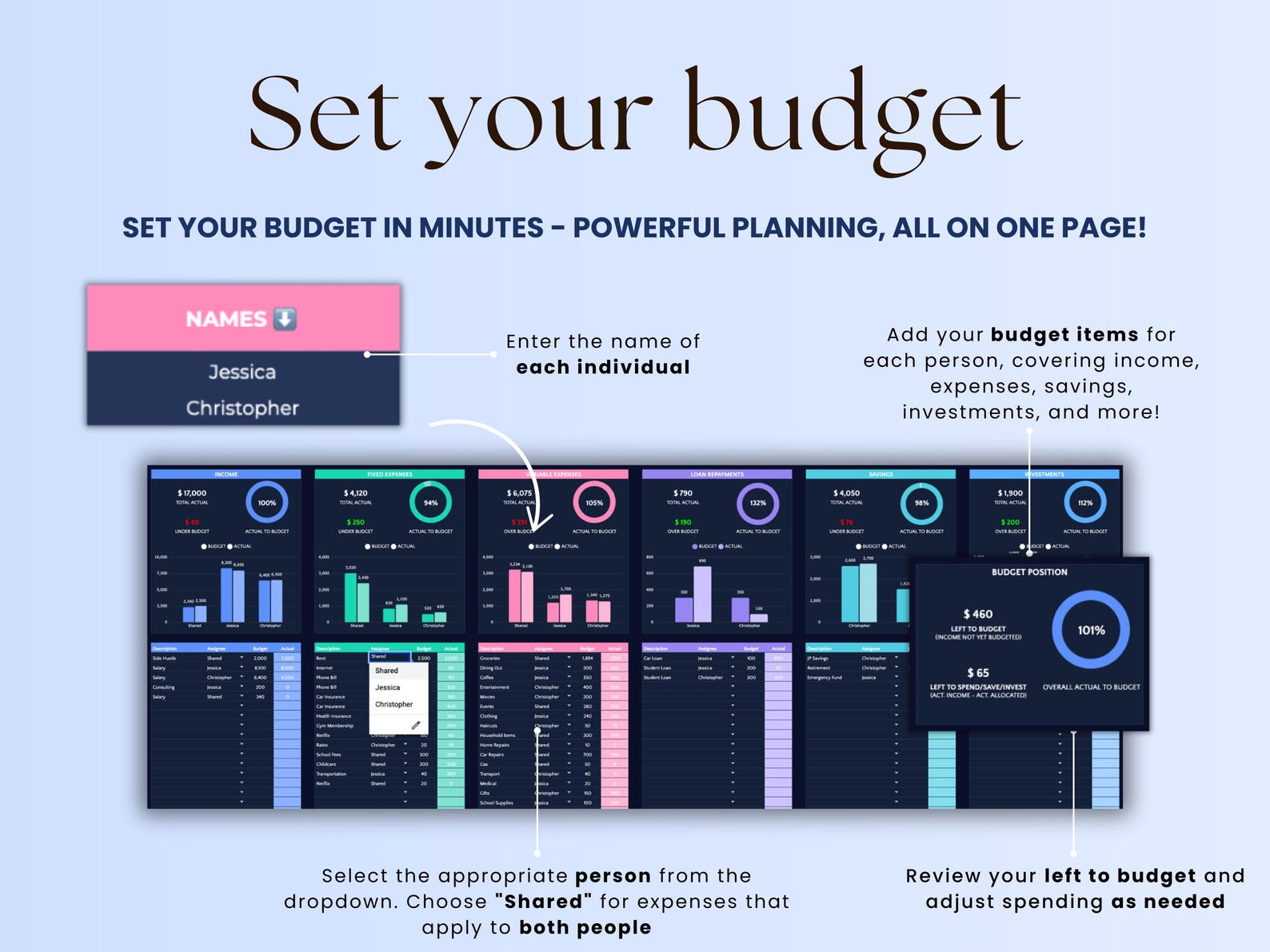 Budget Planner – Couples – Excel / Google Sheets Template