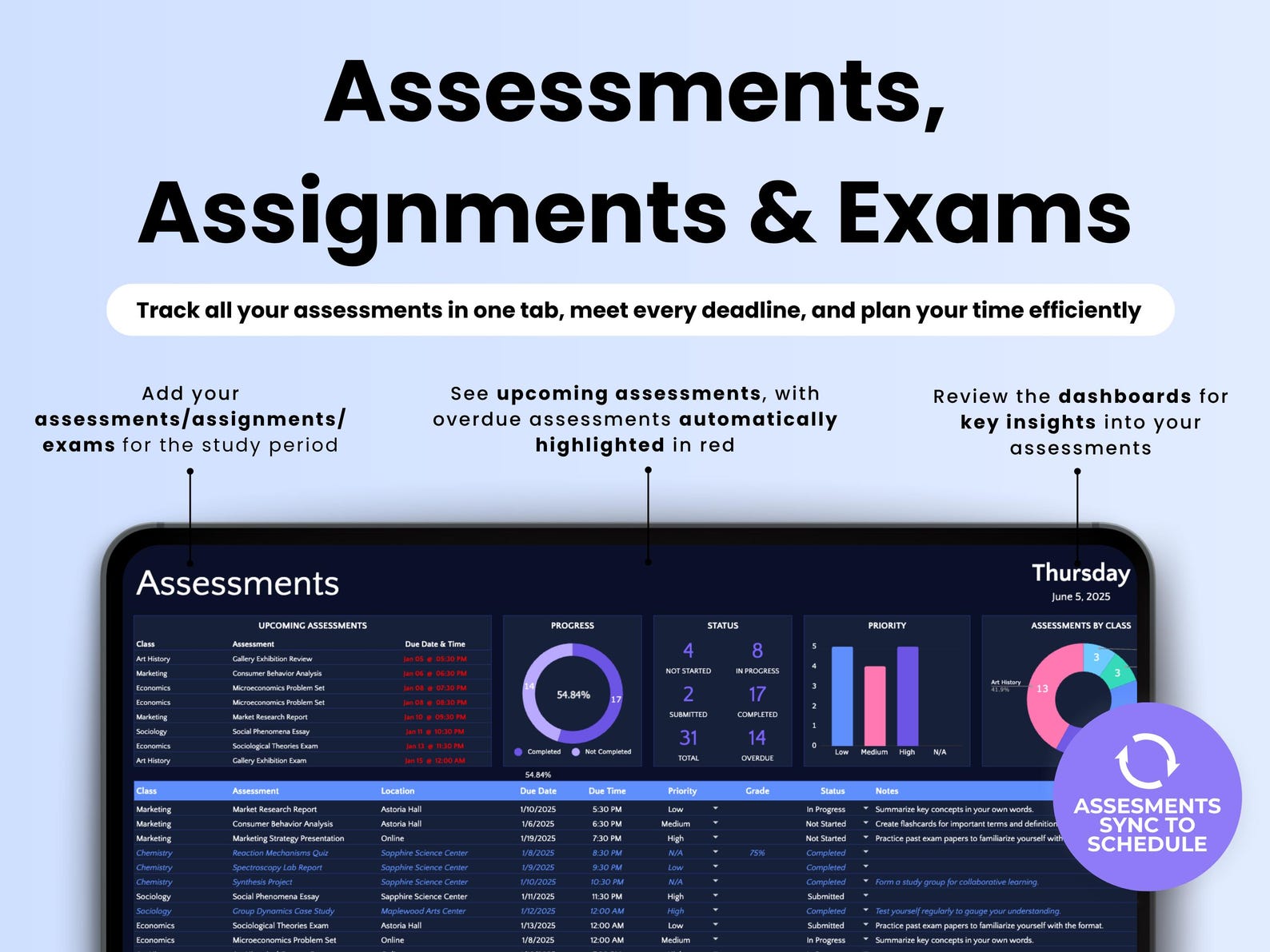 Student Planner - Students - Google Sheets Template