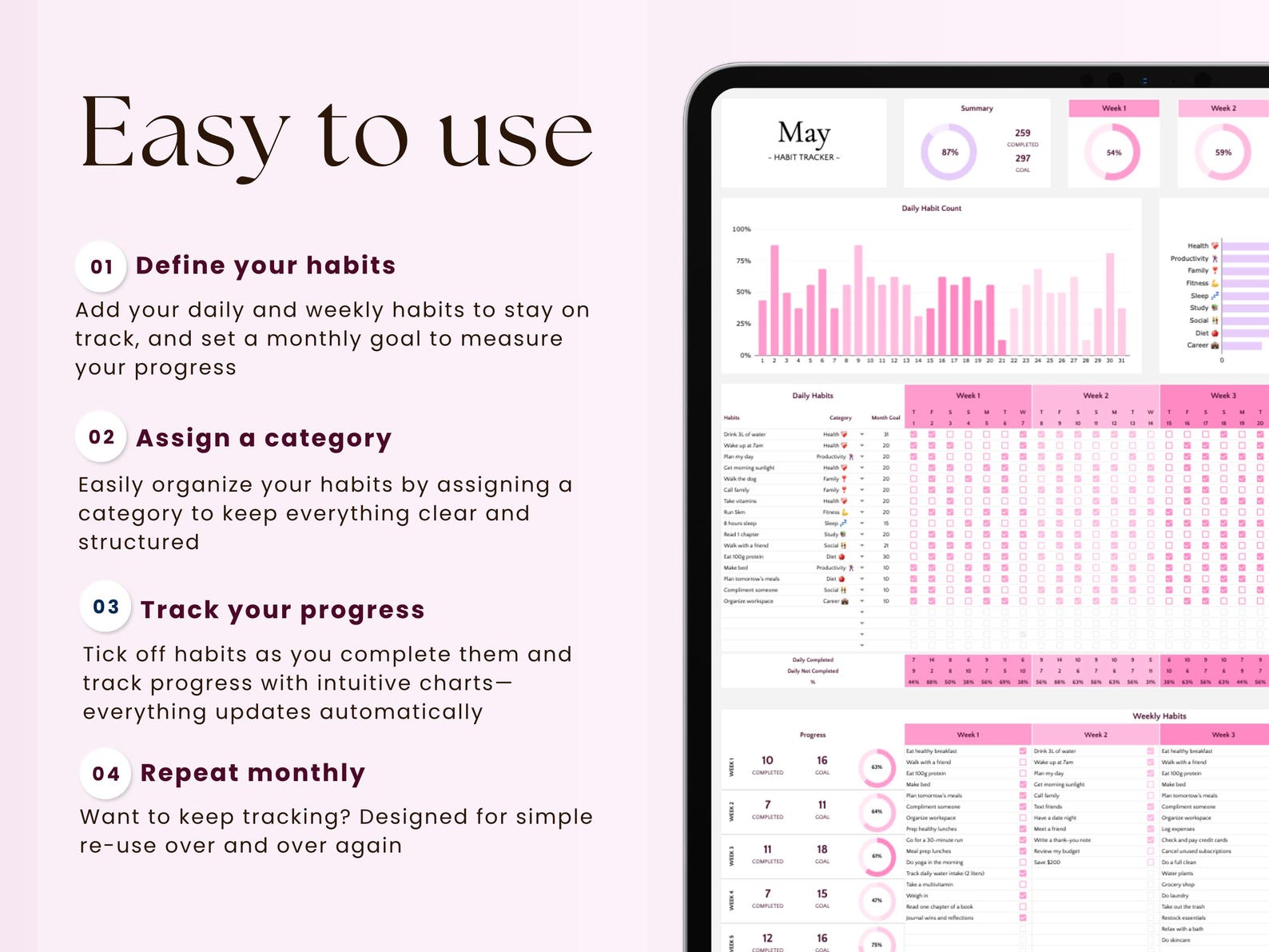Habit Tracker – Personal Growth – Google Sheets Template