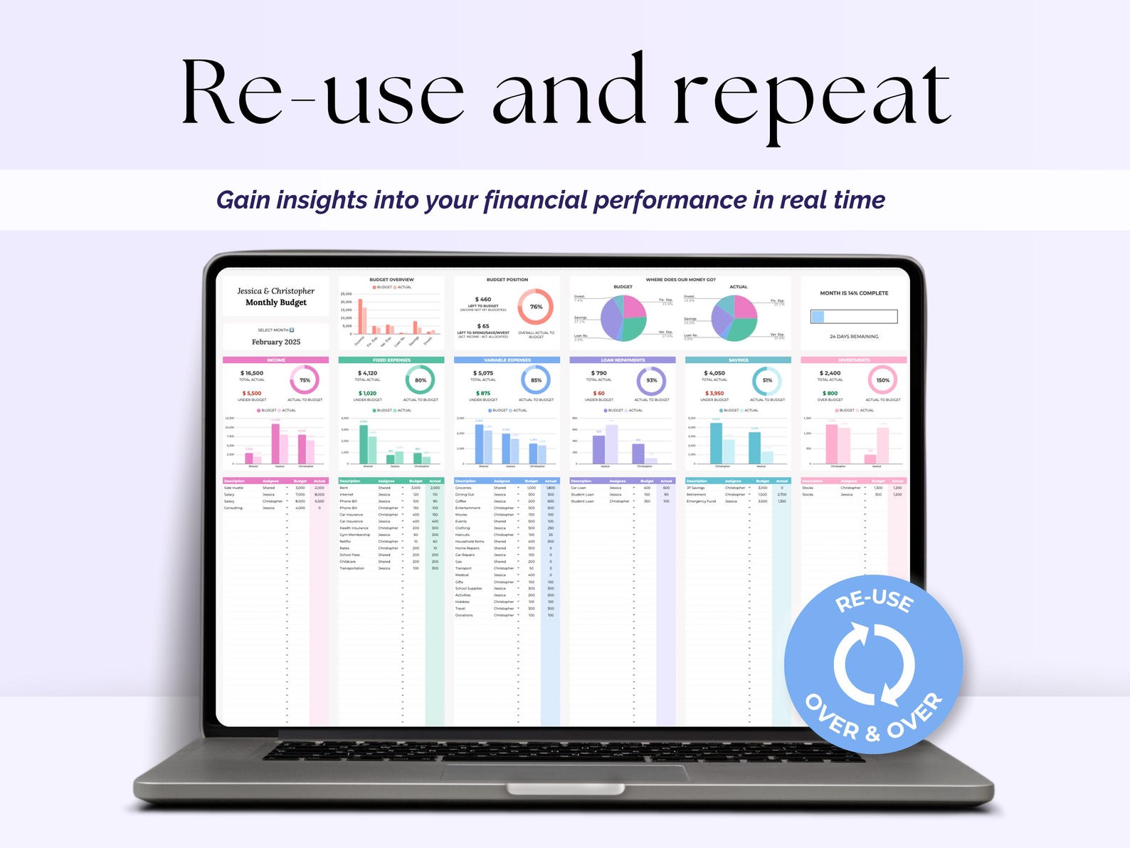 Budget Planner - Couples - Excel / Google Sheets Template