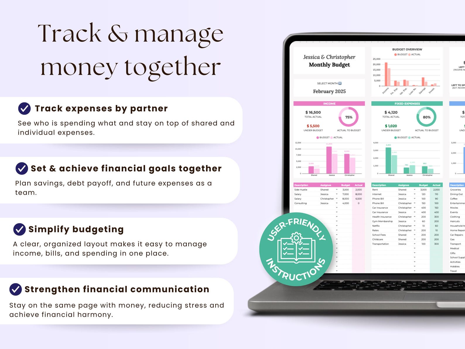 Budget Planner - Couples - Excel / Google Sheets Template