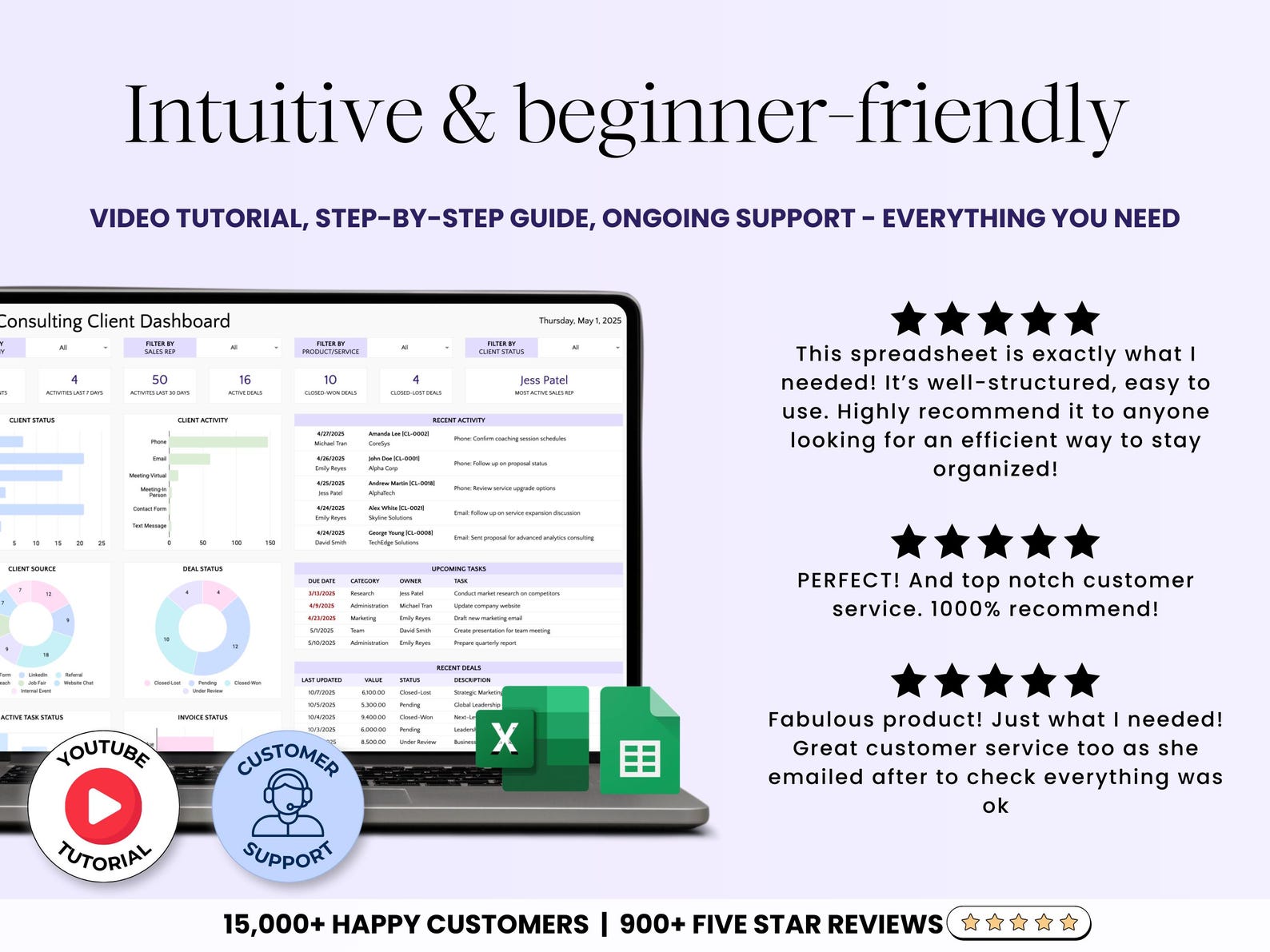 CRM Tracker – Small Biz – Excel / Google Sheets Template