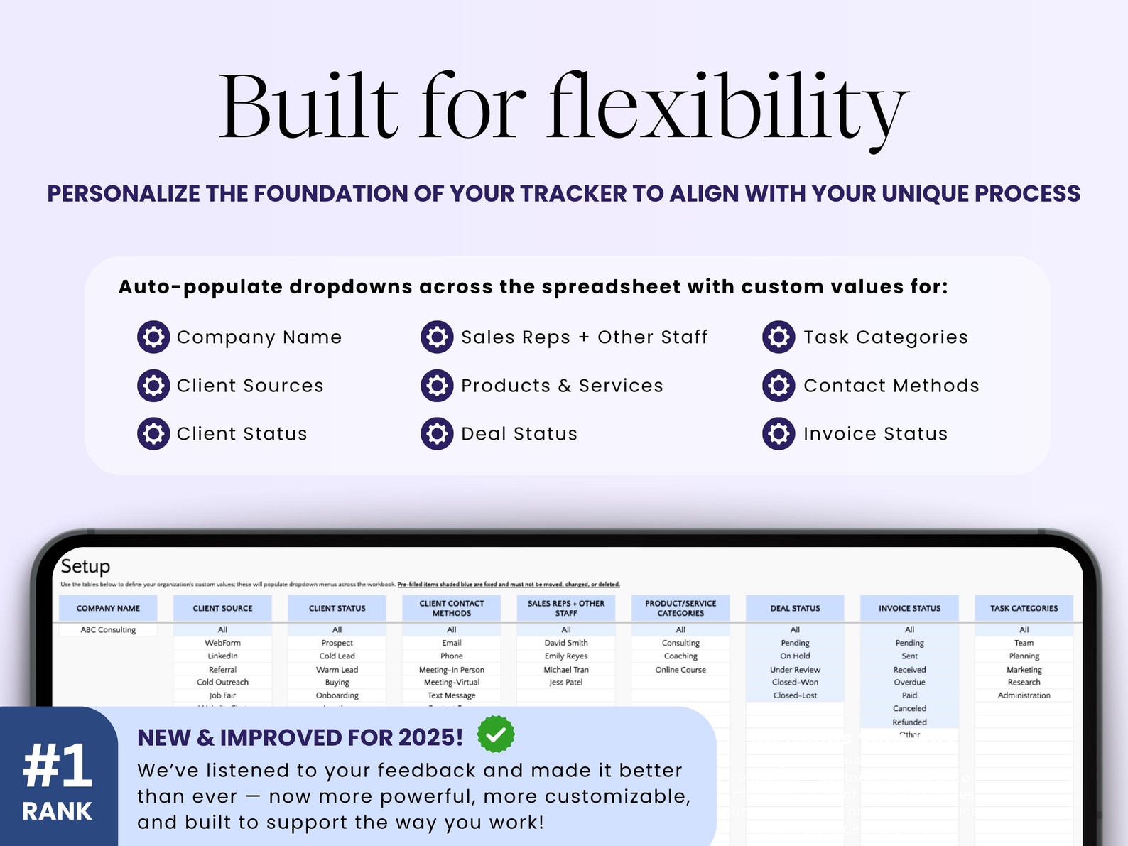CRM Tracker – Small Biz – Excel / Google Sheets Template