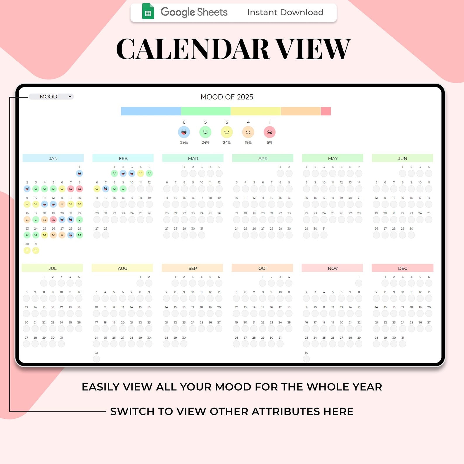 Mood Tracker - General Users - Google Sheets Template