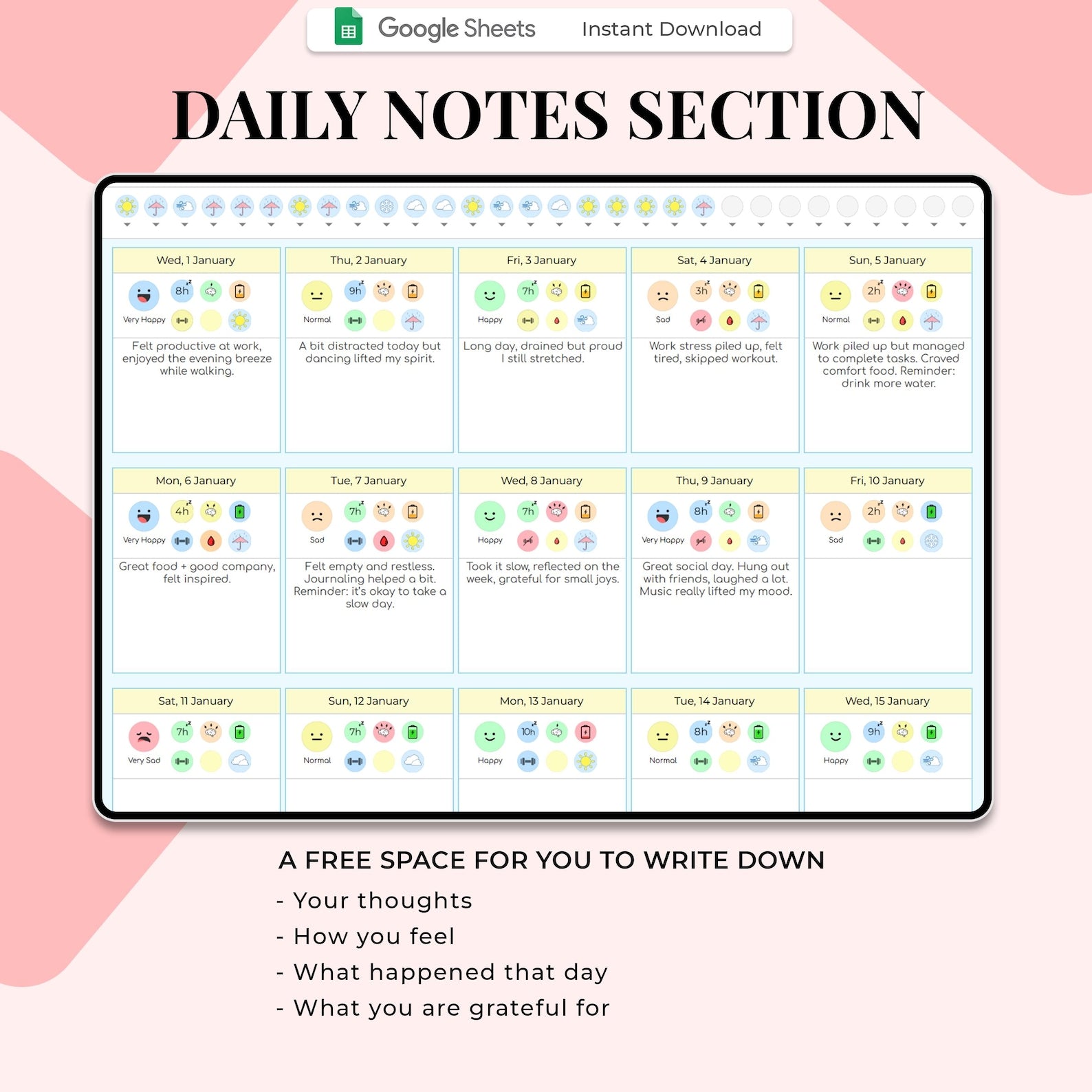 Mood Tracker - General Users - Google Sheets Template