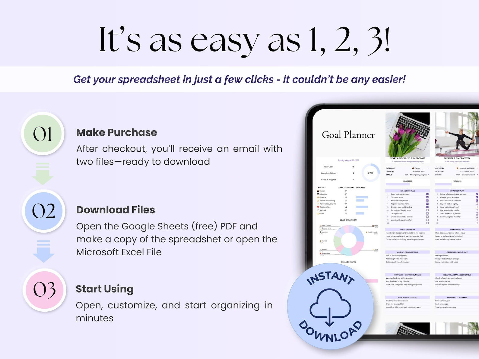 Goal Planner Personal Use Daily – Google Sheets Template