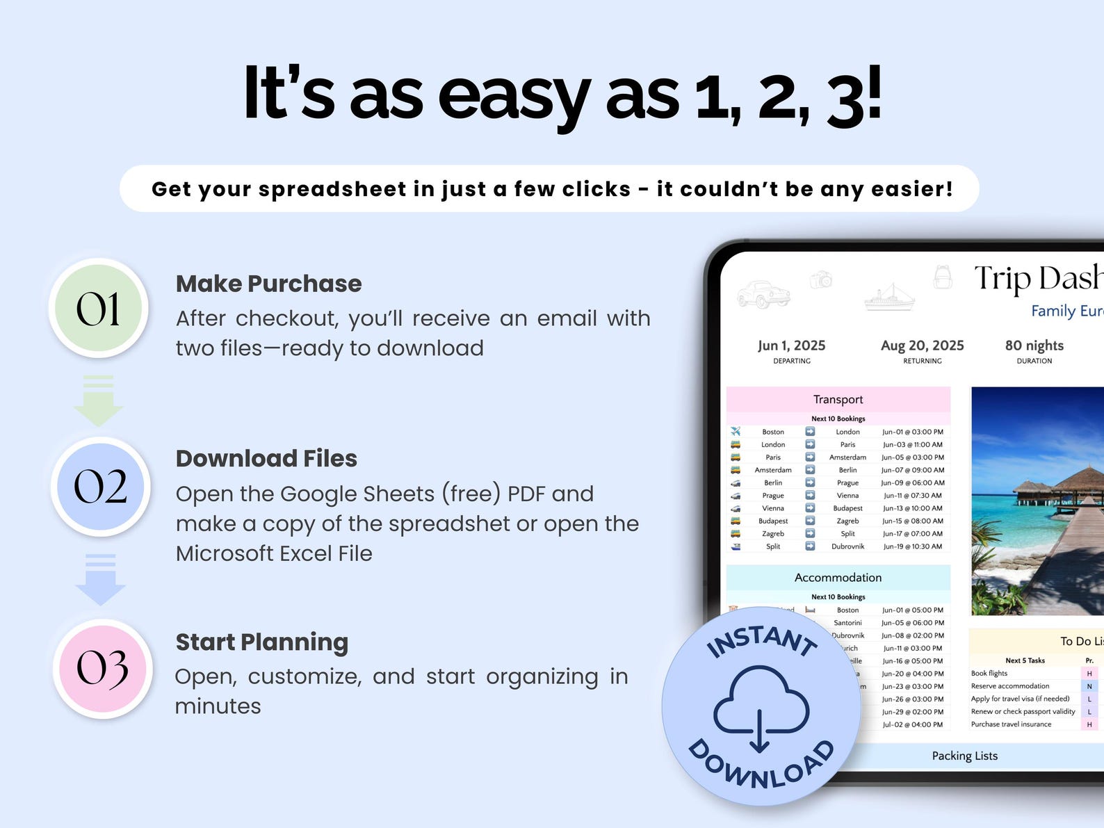 Travel Planner - Family Travel - Google Sheets Template