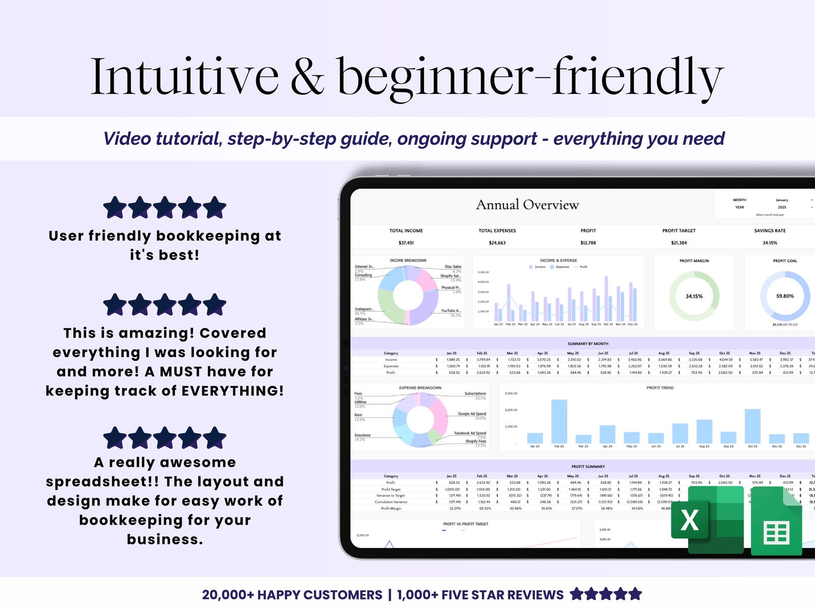 Bookkeeping Template - Small Biz - Google Sheets Template