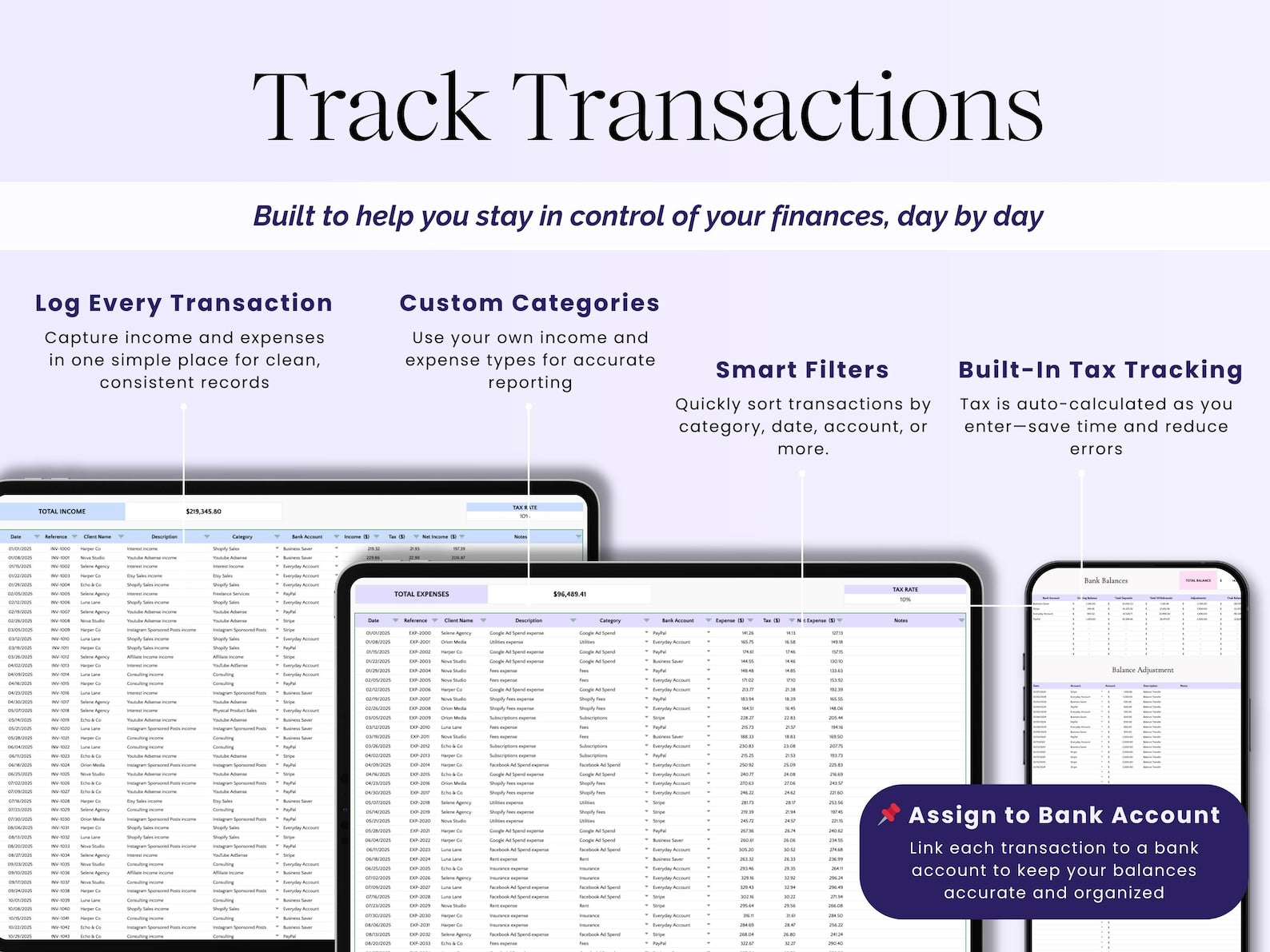Bookkeeping Template - Small Biz - Google Sheets Template