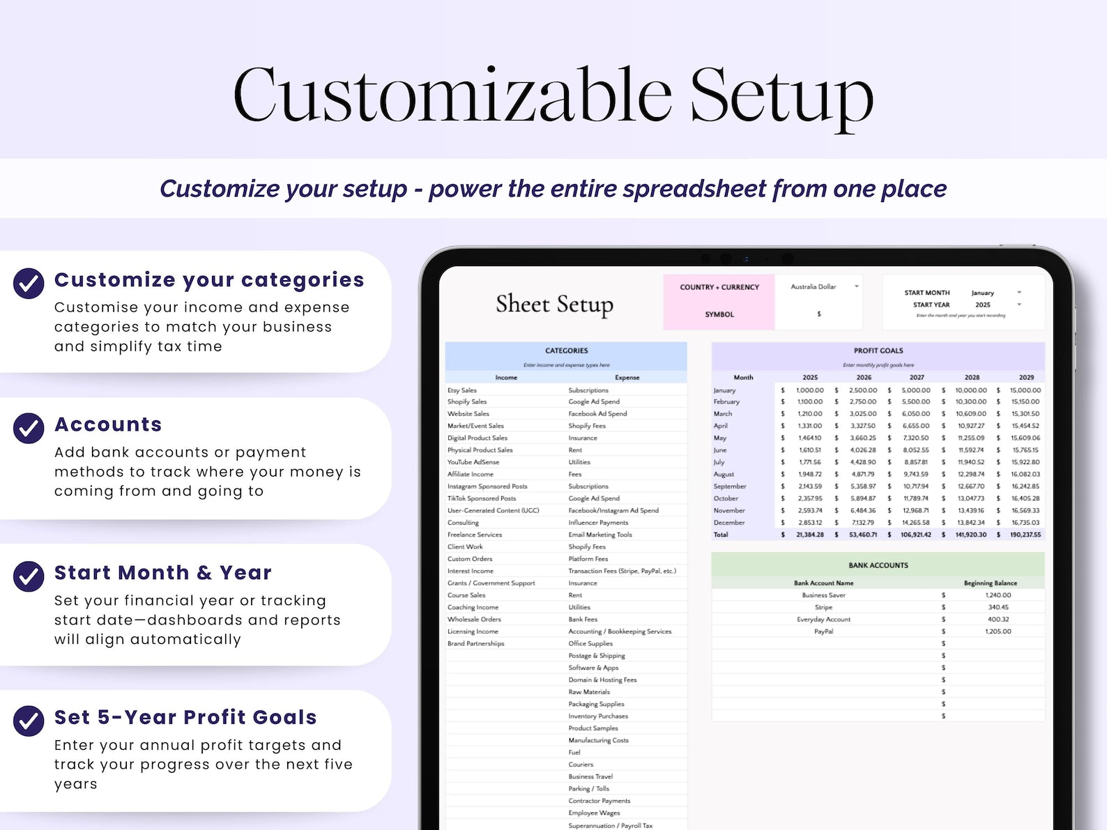 Bookkeeping Template - Small Biz - Google Sheets Template