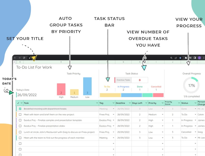 To Do List Template – Personal – Google Sheets Template