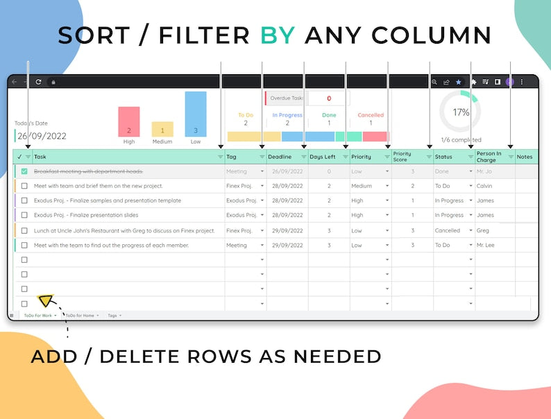 To Do List Template – Personal – Google Sheets Template