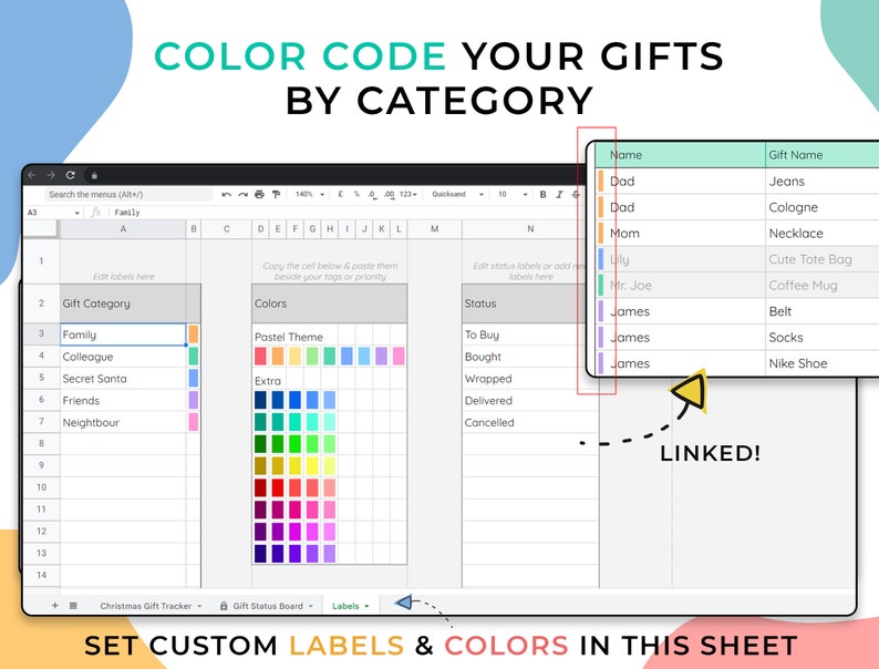 Christmas Gift Tracker & To Do List, Christmas Planner, Google Sheets Template, Budget Tracker For Gifts, Christmas Checklist