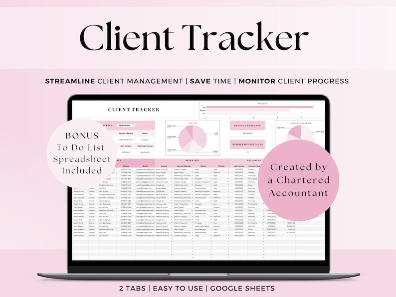 CRM Client Tracker - Small Business - Google Sheets Template