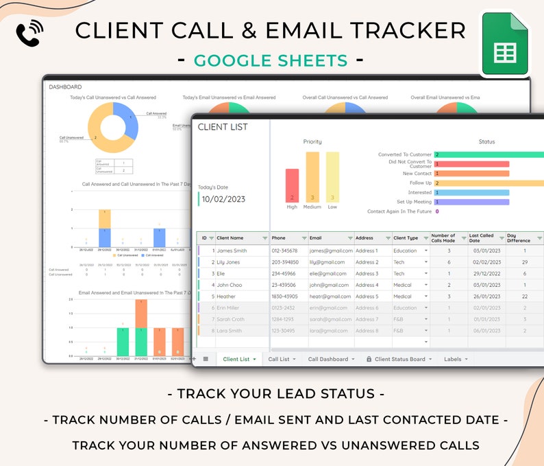 Client Call Tracker - Small Biz - Google Sheets Template