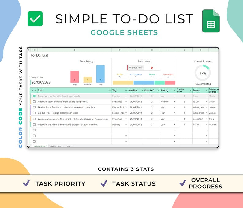To Do List Template – Personal – Google Sheets Template