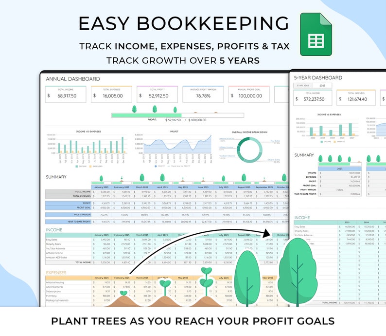Bookkeeping Template - Small Biz - Google Sheets Template