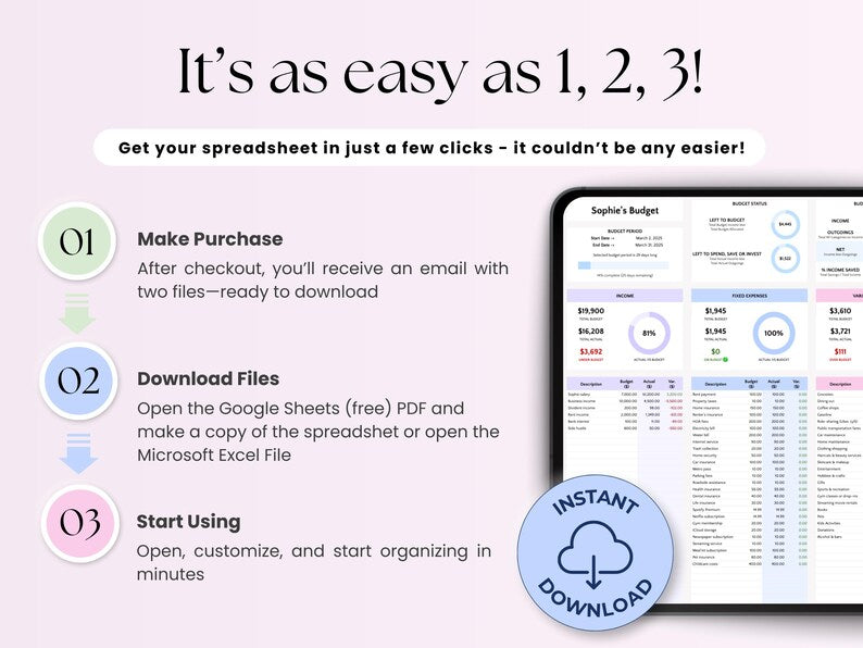 Budget Planner 2025 Excel Budget Spreadsheet Google Sheets Monthly Weekly Budget Template Biweekly Salary Budget Paycheck Budget Tracker