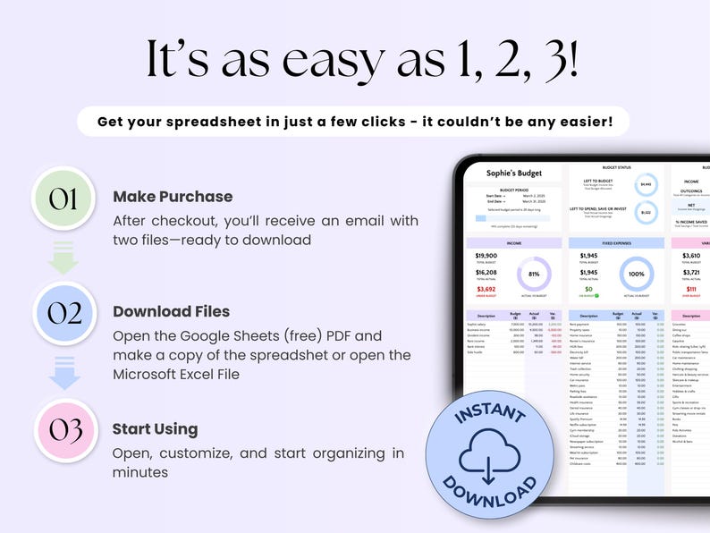 Annual Budget Spreadsheet Excel Monthly Budget Template Google Sheets Income & Expense Tracker Digital Yearly Budget Planner Personal Budget