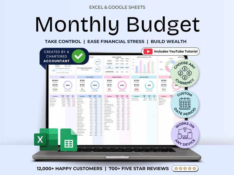Monthly Budget Planner - Personal - Google Sheets Template