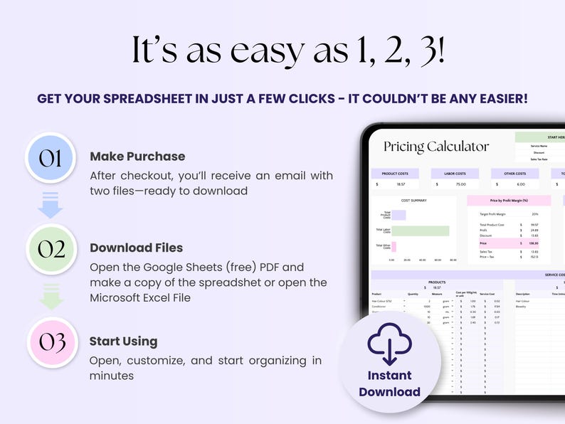 Cost Pricing Calculator for Beauty Business, Google Sheets Service Profit Tracker, Lash Nail Tech, Makeup Artist, Esthetician, Hairdresser