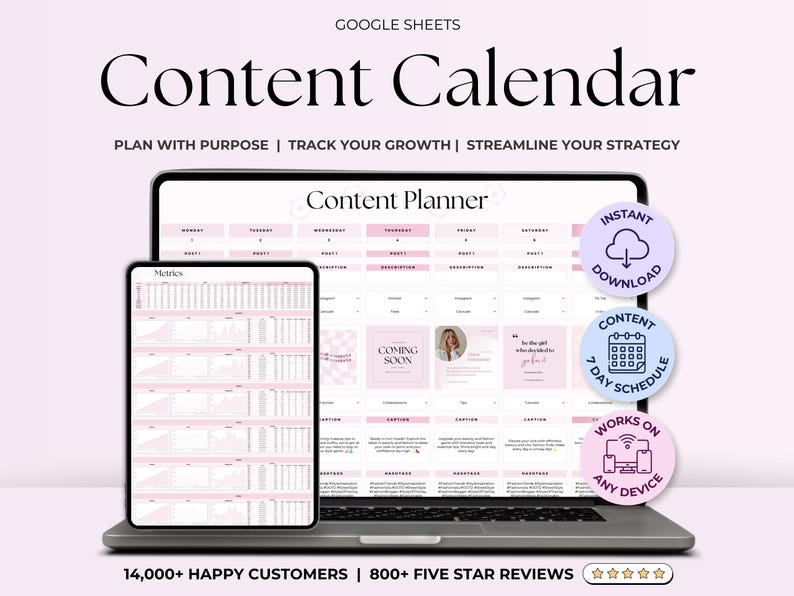 2025 Social Media Content Planner Spreadsheet, Digital Content Schedule Google Sheets, Monthly and Annual Content Planner, Instagram TikTok