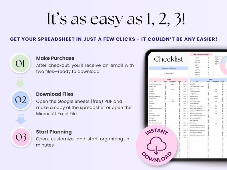 Moving Planner – Renters – Excel / Google Sheets Template