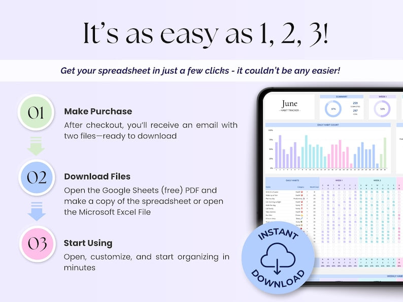 Habit Tracker – Daily Plan – Excel / Google Sheets Template