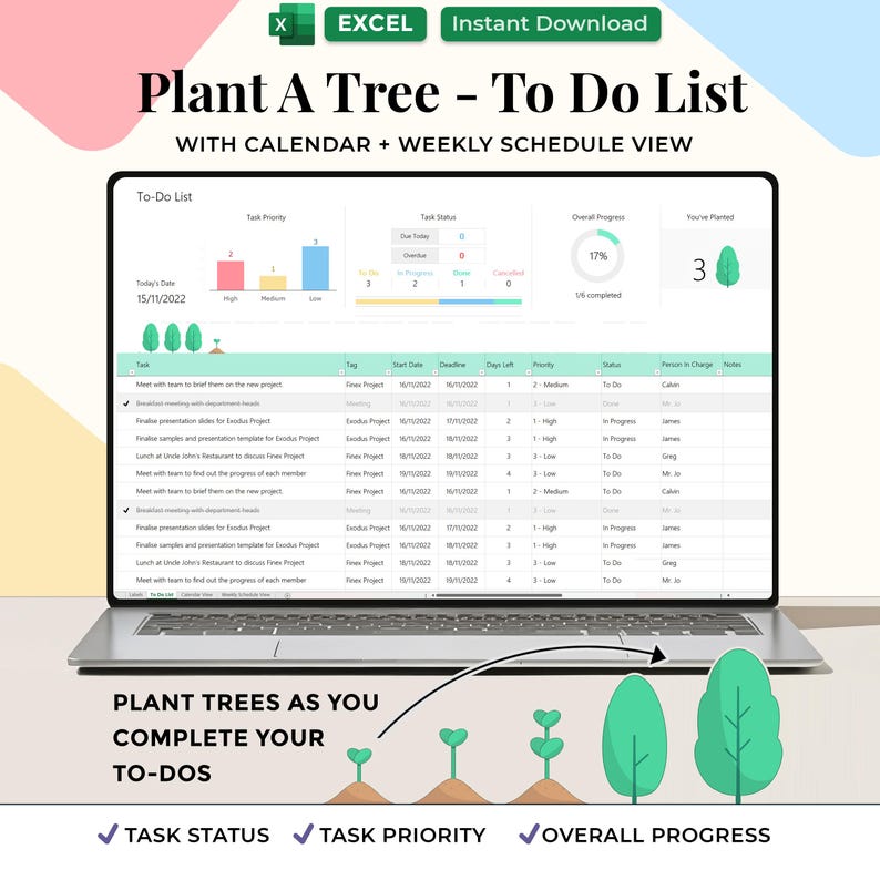 To Do List Template – Excel / Google Sheets Template