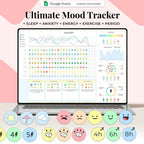 Digital Mood Tracker Spreadsheet, Google Sheets Template, Daily Mood Tracker, Mood Journal, Mood Chart, Feelings / Emotion Tracker, Mood Log