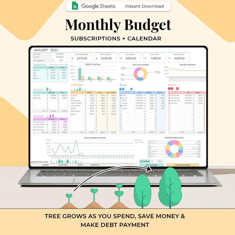 Monthly Budget Spreadsheet - Google Sheets Template