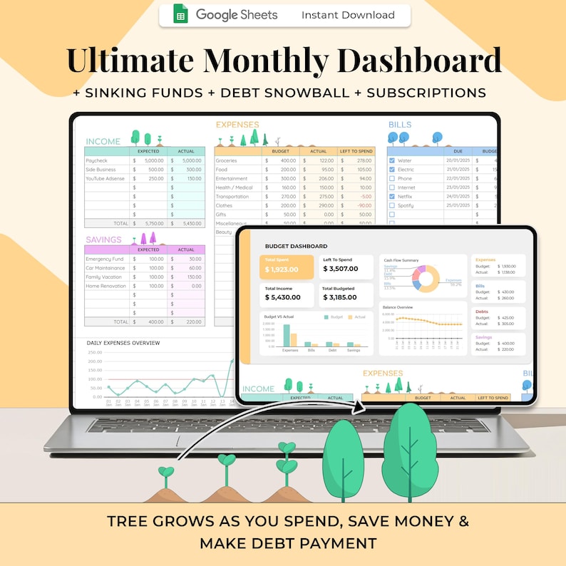 Budget Dashboard - Individuals - Google Sheets Template