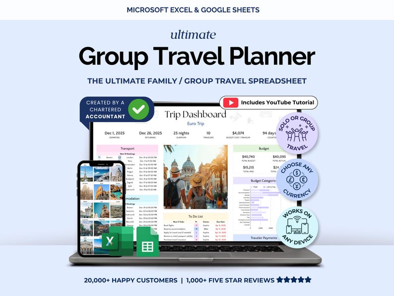 Travel Planner - Family Travel - Google Sheets Template