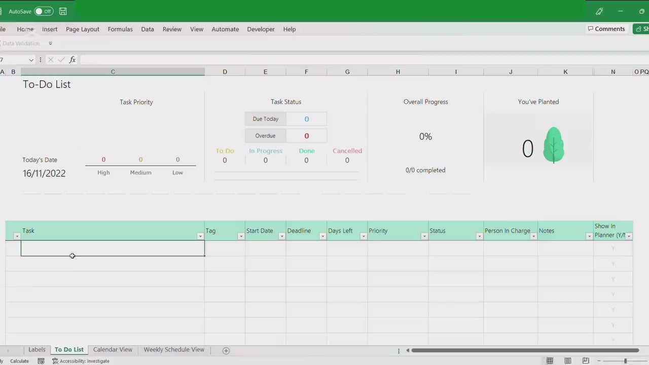 To Do List Template – Excel / Google Sheets Template