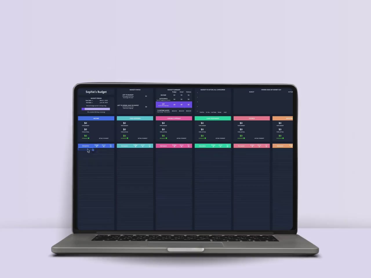 Budget Planner - Personal - Excel / Google Sheets Template