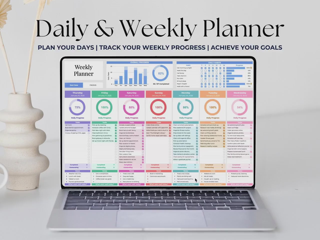 Weekly Planner Daily Task Tracker – Google Sheets Template