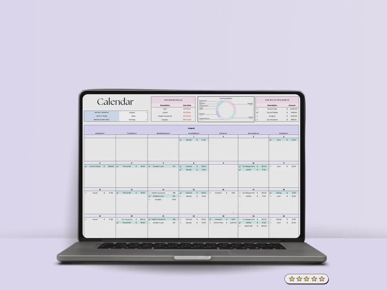 Bill Tracker – Personal – Excel / Google Sheets Template