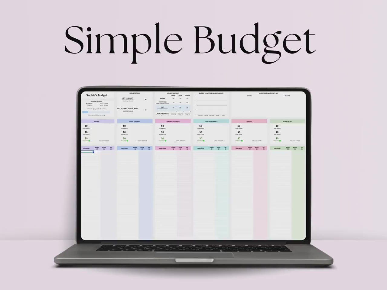 Budget Planner – Personal – Excel / Google Sheets Template