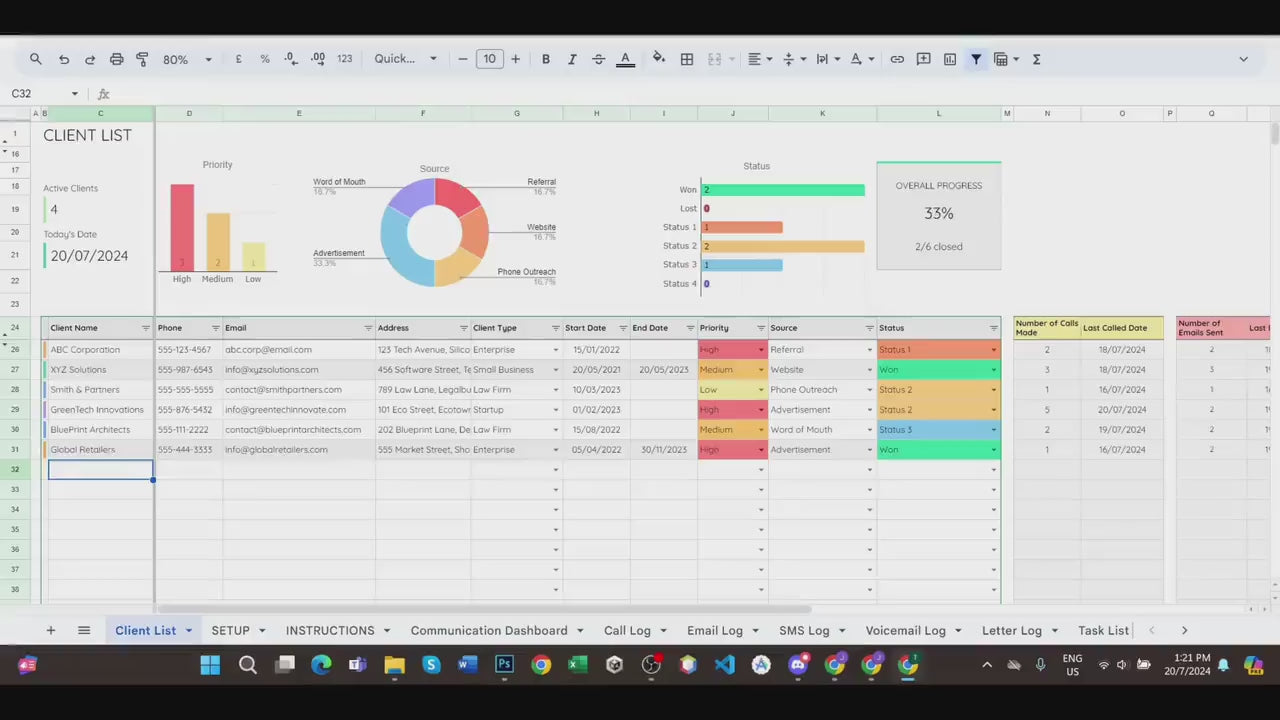 Client Communication Tracker – Google Sheets Template