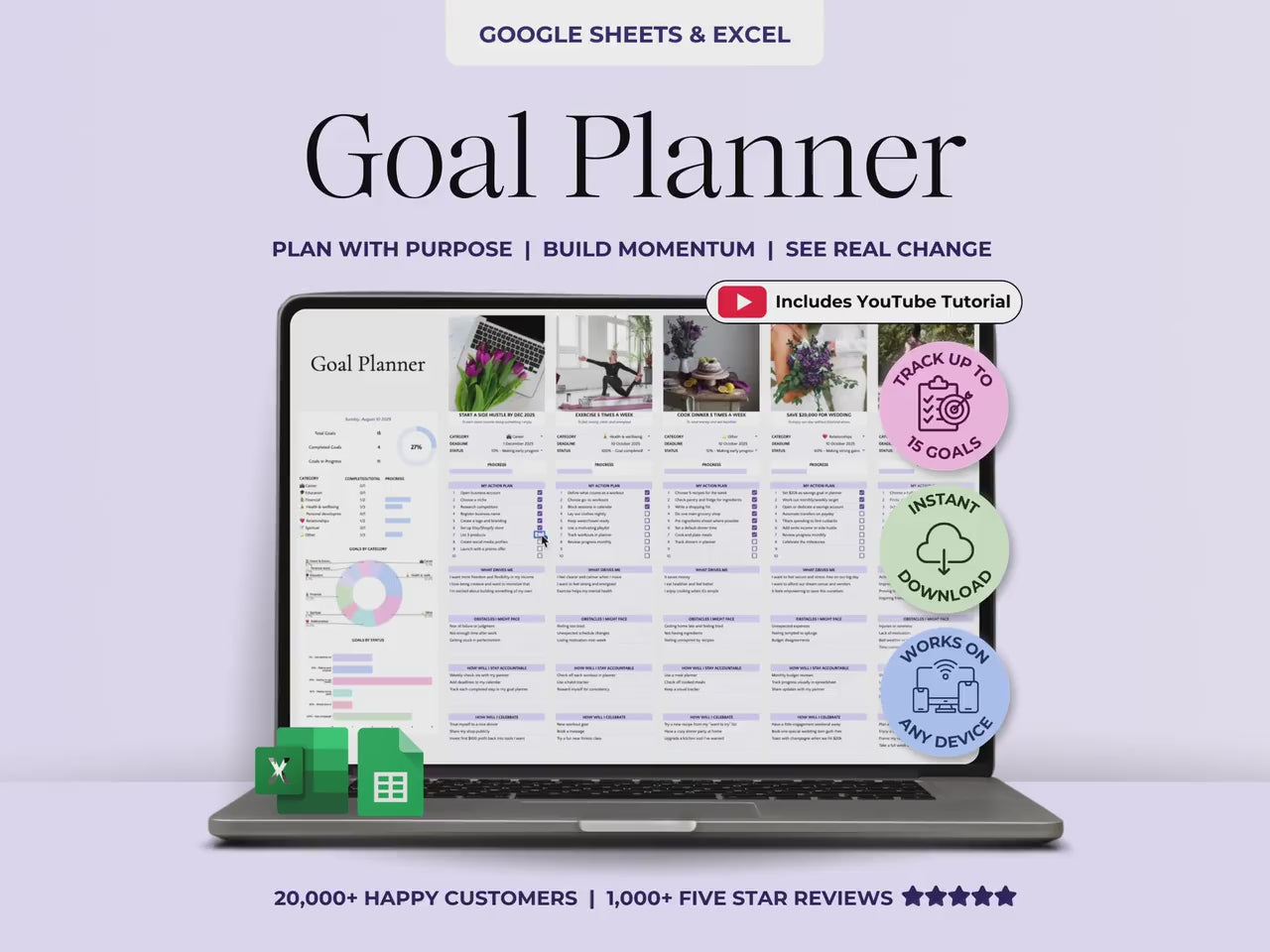 Goal Planner Personal Use Daily – Google Sheets Template