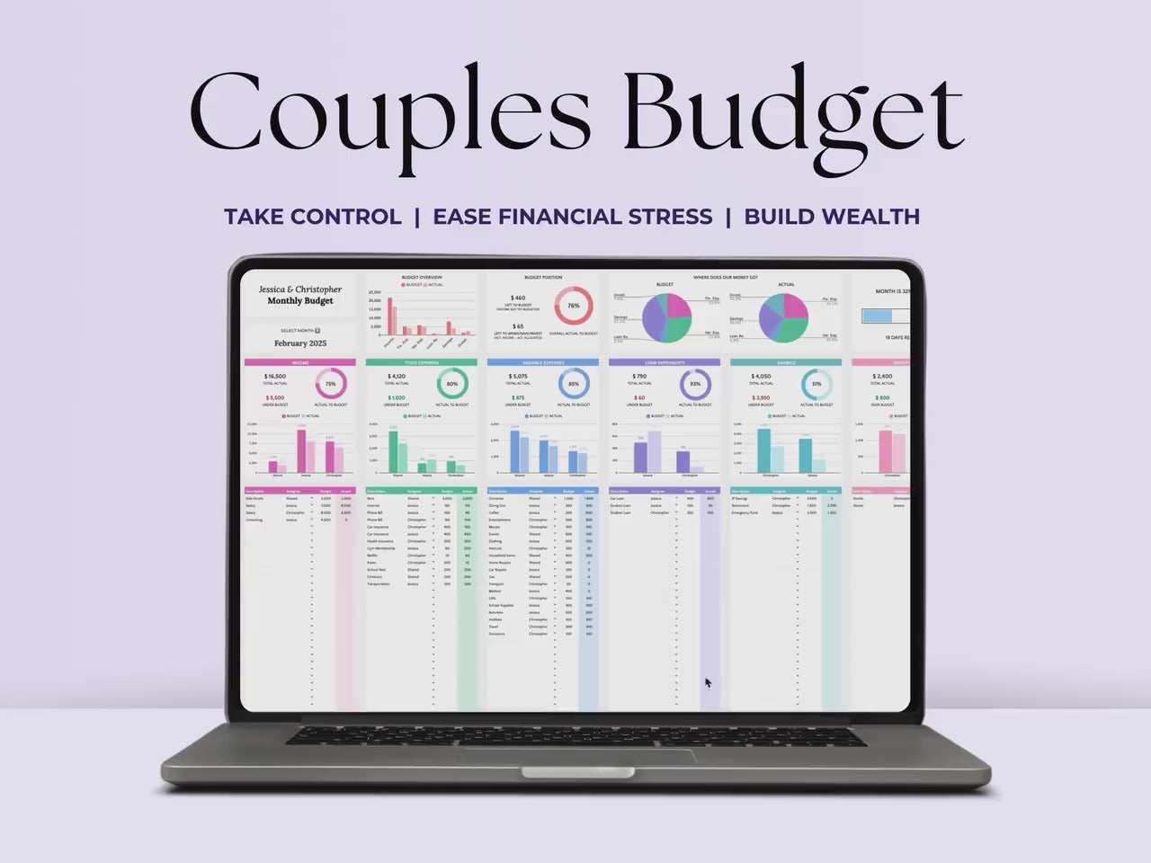 Budget Planner - Couples - Excel / Google Sheets Template