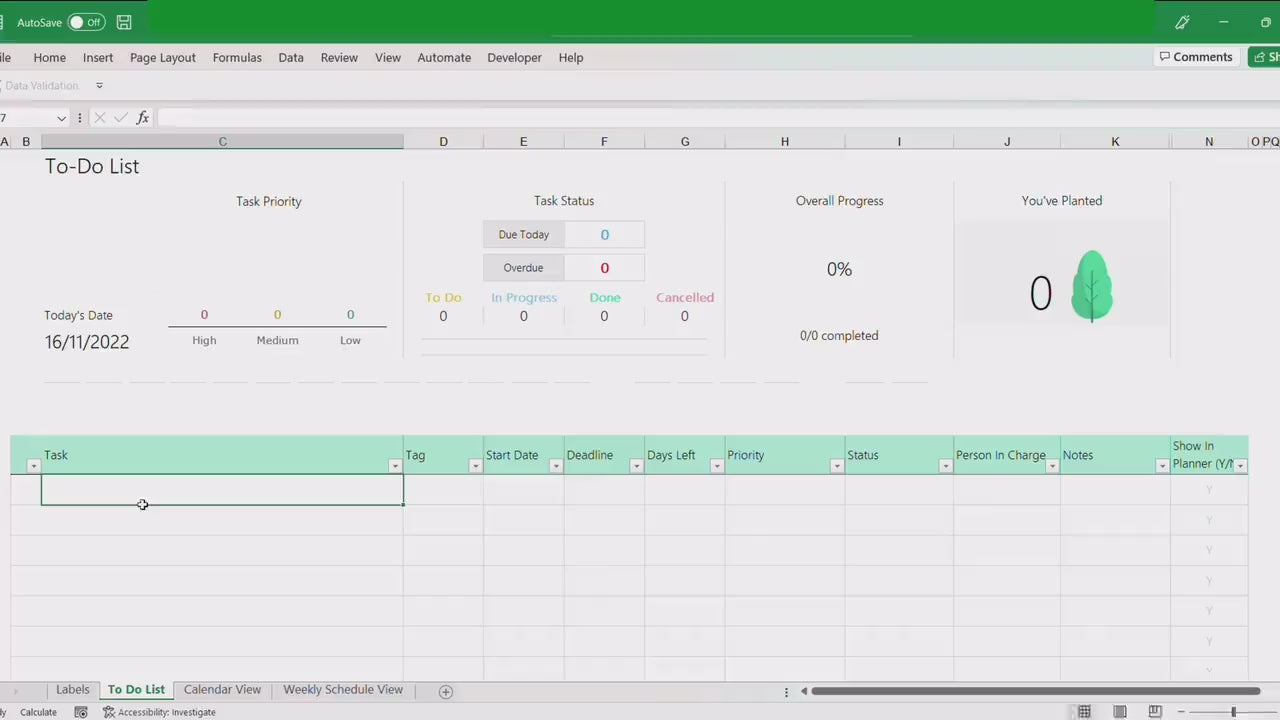 To Do List Template – Excel / Google Sheets Template