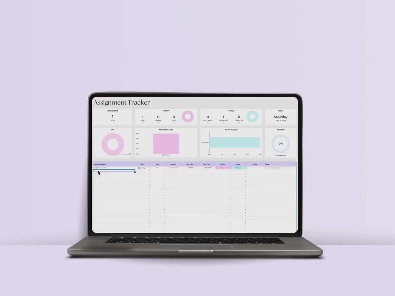 Assignment Tracker For Students - Google Sheets Template