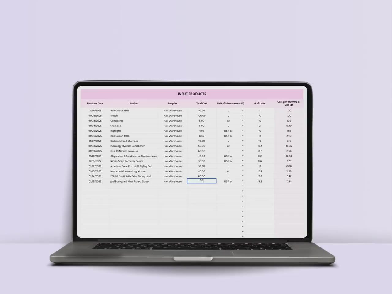 Cost Pricing Calculator – Lash Pros – Google Sheets Template