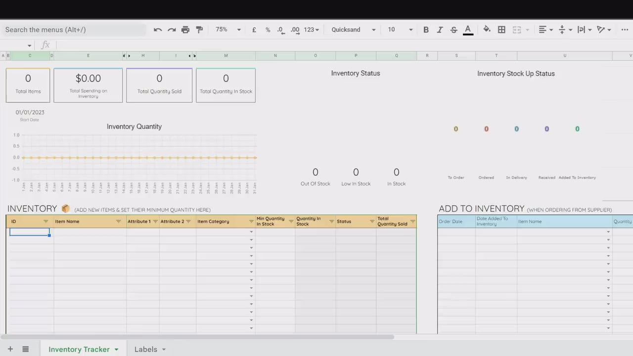 Inventory Tracker - Small Business - Google Sheets Template