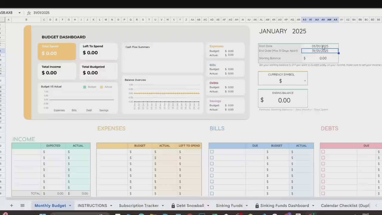 Budget Dashboard - Individuals - Google Sheets Template