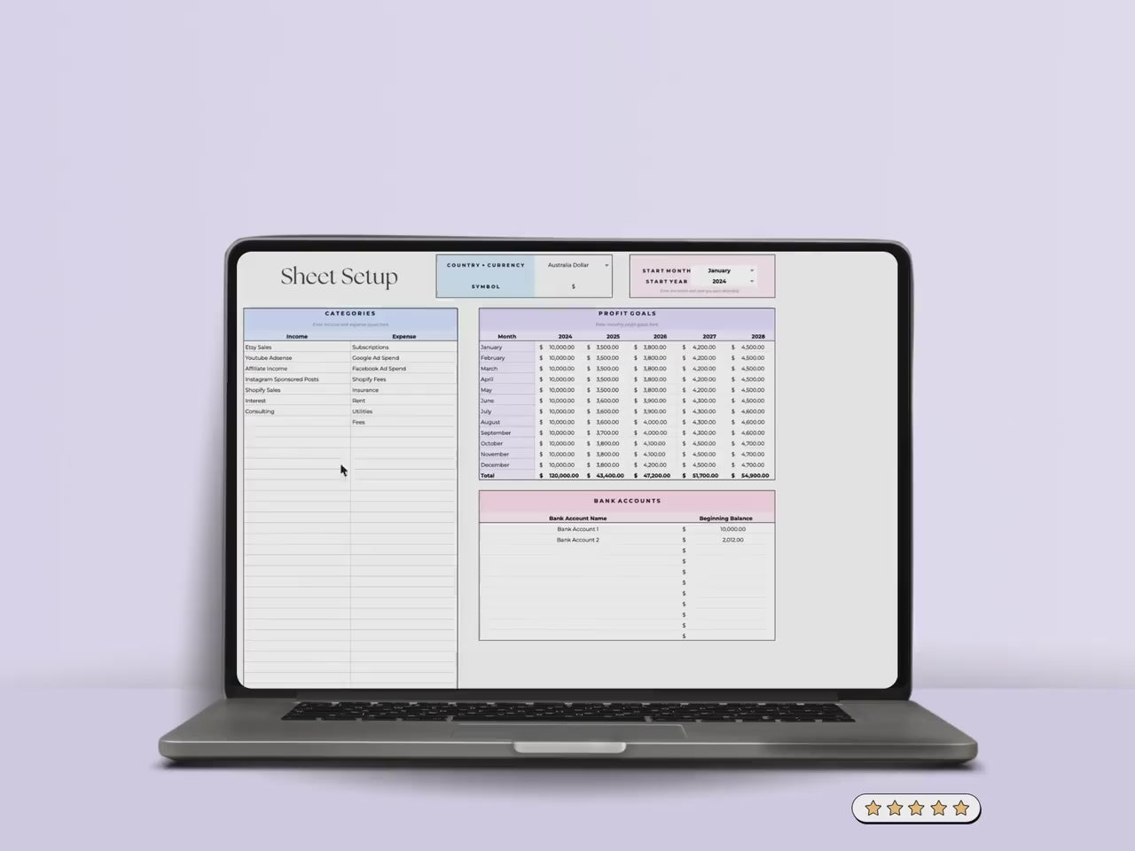 Bookkeeping Template - Freelancers - Google Sheets Template